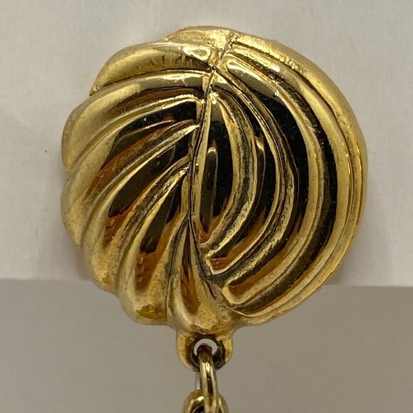 Vintage Gold Tone Dangling Earrings with Clear Stone - Picture 3 of 12